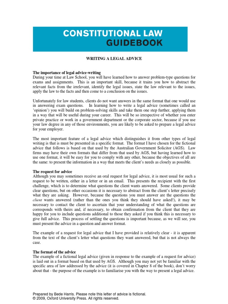 Writing a Legal Advice Contractual Term Justice