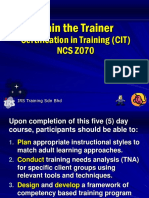 Train The Trainer: Certification in Training (CIT) NCS Z070