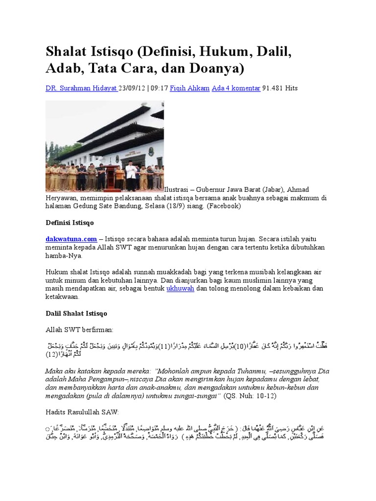 Shalat Istisqo Definisi Hukum Dalil Adab Tata Cara Dan Doanya