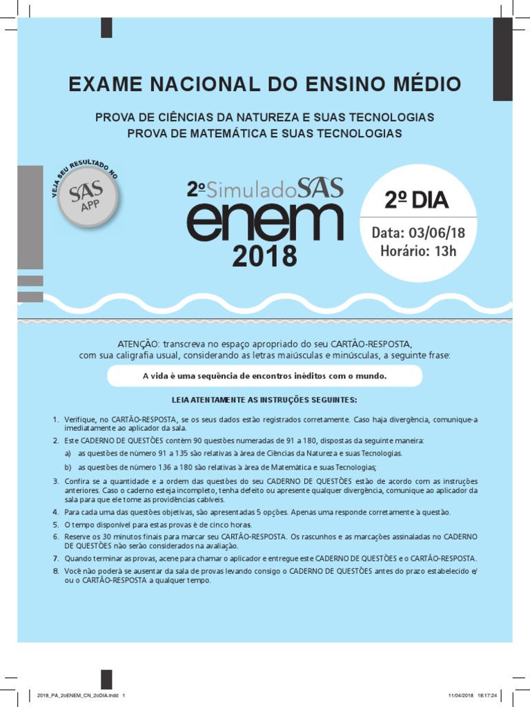 Resultados do ENEM 2018 - 2º Dia | PDF | Plantas | Colisão
