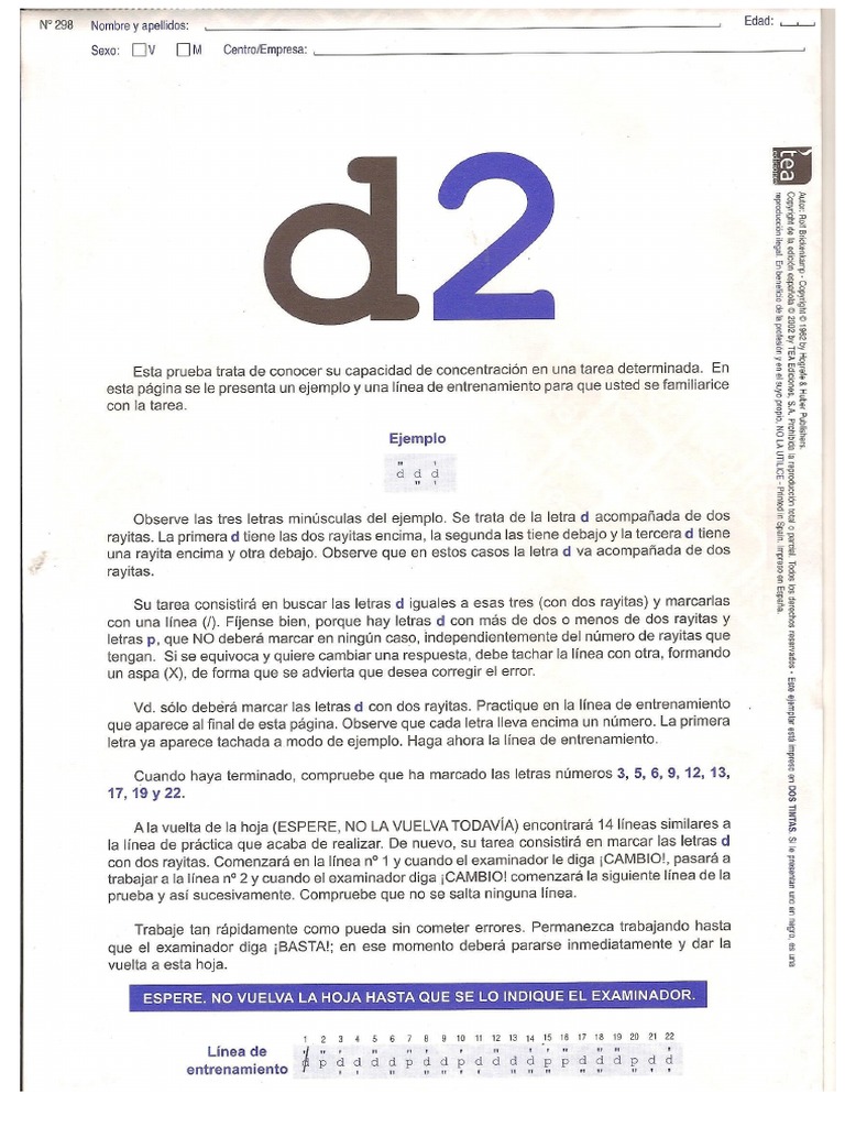 D2 (Test, Plantilla de Corrección y Hoja de Respuestas) | PDF