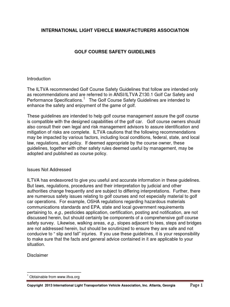 Golf Course Safety Guidelines.070113 | PDF | Traffic | Safety