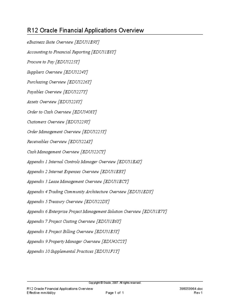 Oracle Apps Financial Applications Overview | PDF | Business ...