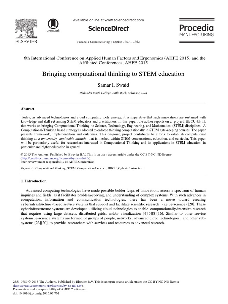 Bringing Computational Thinking To STEM Education PDF | PDF | Science ...