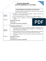 Vacantes 24 de Septiembre Al 01 de Octubre de 2018