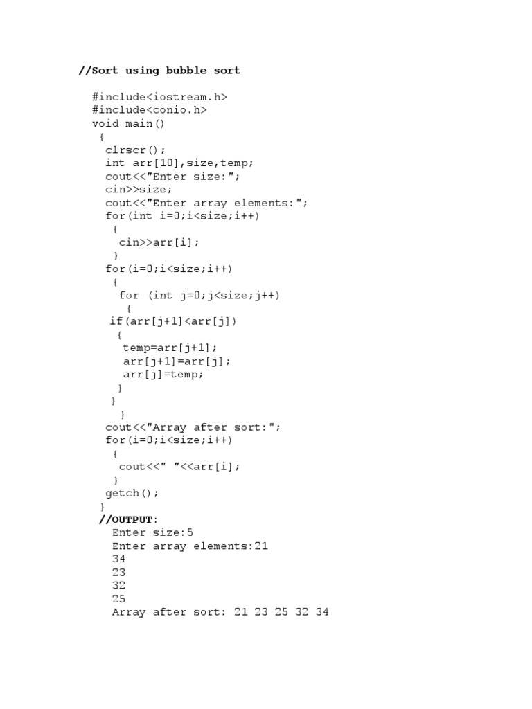 Bubble Sort Implementation in C++ | PDF