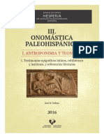 Onomastica Paleohispanica. I Antroponimi PDF