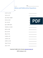 Algebra: Addition and Subtraction Equations: Directions: Solve Each Equation