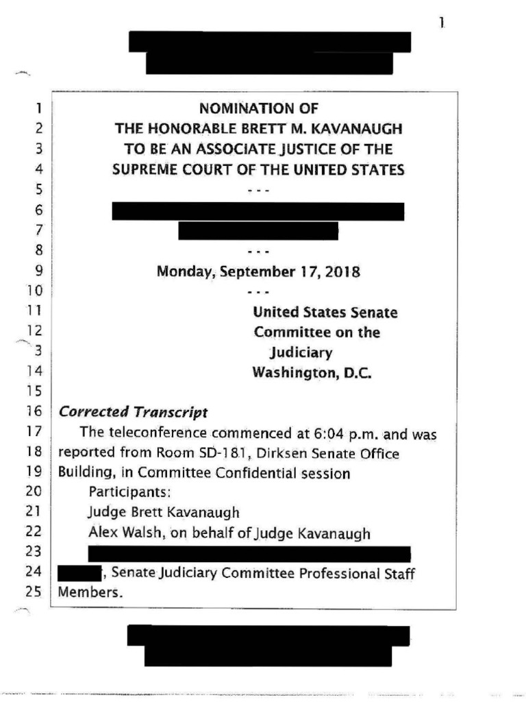 09.17.18 BMK Interview Transcript (Redacted) | PDF | Separation Of ...
