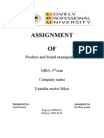 Assignment OF: Product and Brand Management