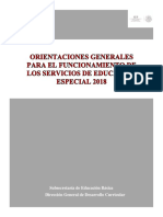 Orientaciones Generales Para El Funcionamiento de Los Servicios de Educación Especial 2018