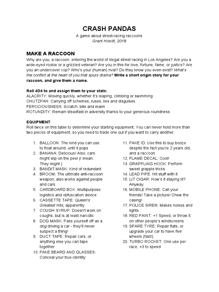 Crash Pandas Text Only Leisure