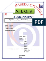NIOS Assignment 502 Front Page