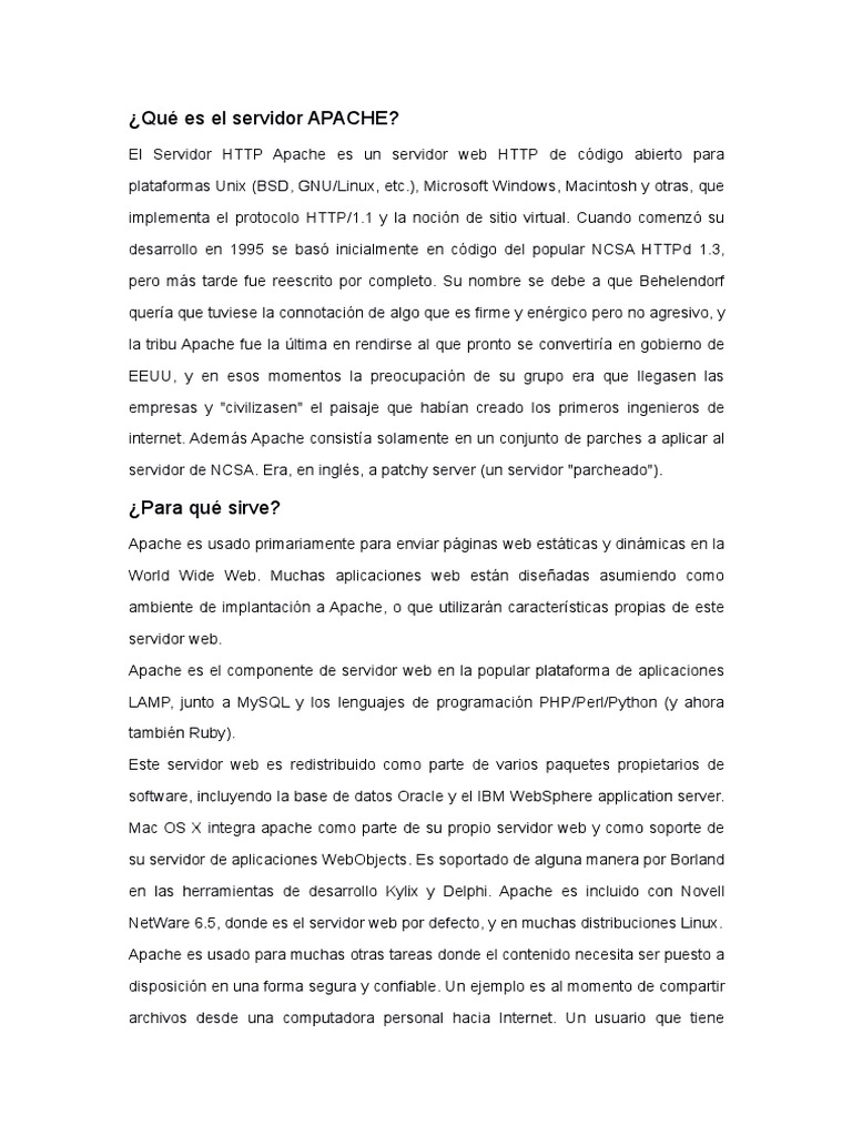 Comparativa entre Apache y XAMPP | PDF | Servidor HTTP Apache ...