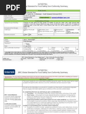 F103 21 Brc Food Non Conformity Summary Report Prima Indo Tuna 2018 Audit Business