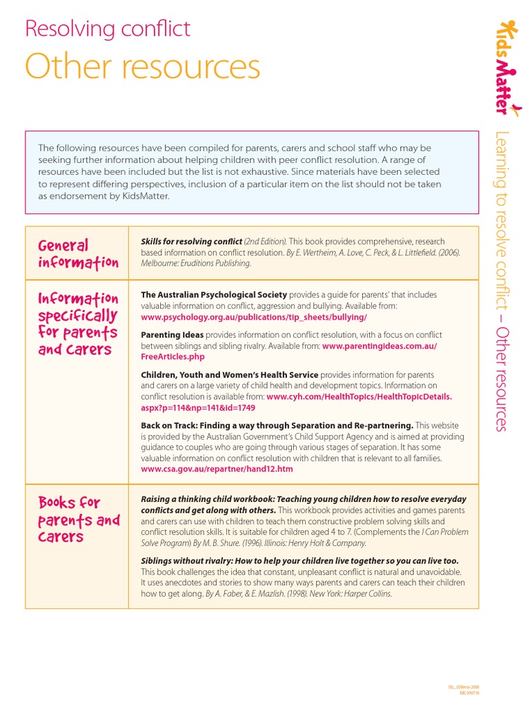 Strategies for Less Conflict in Families | PDF | Conflict Resolution ...