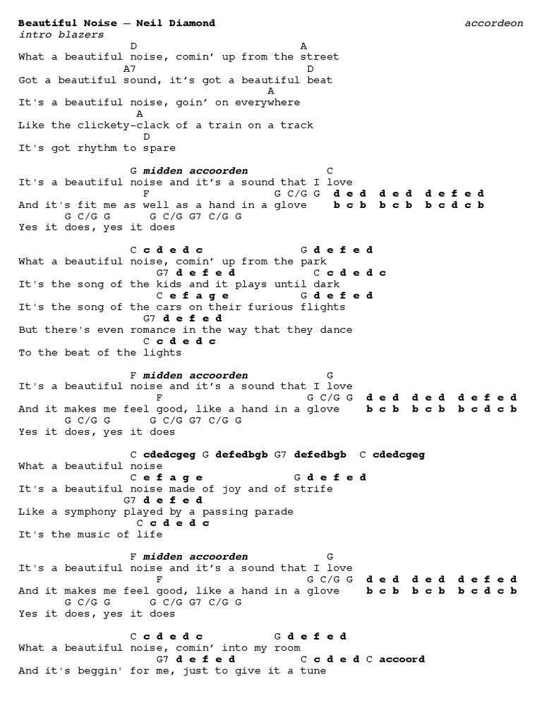 Beautiful Noise Neil Diamond chords