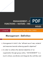 Management - Definition - Functions - Nature - Management Roles