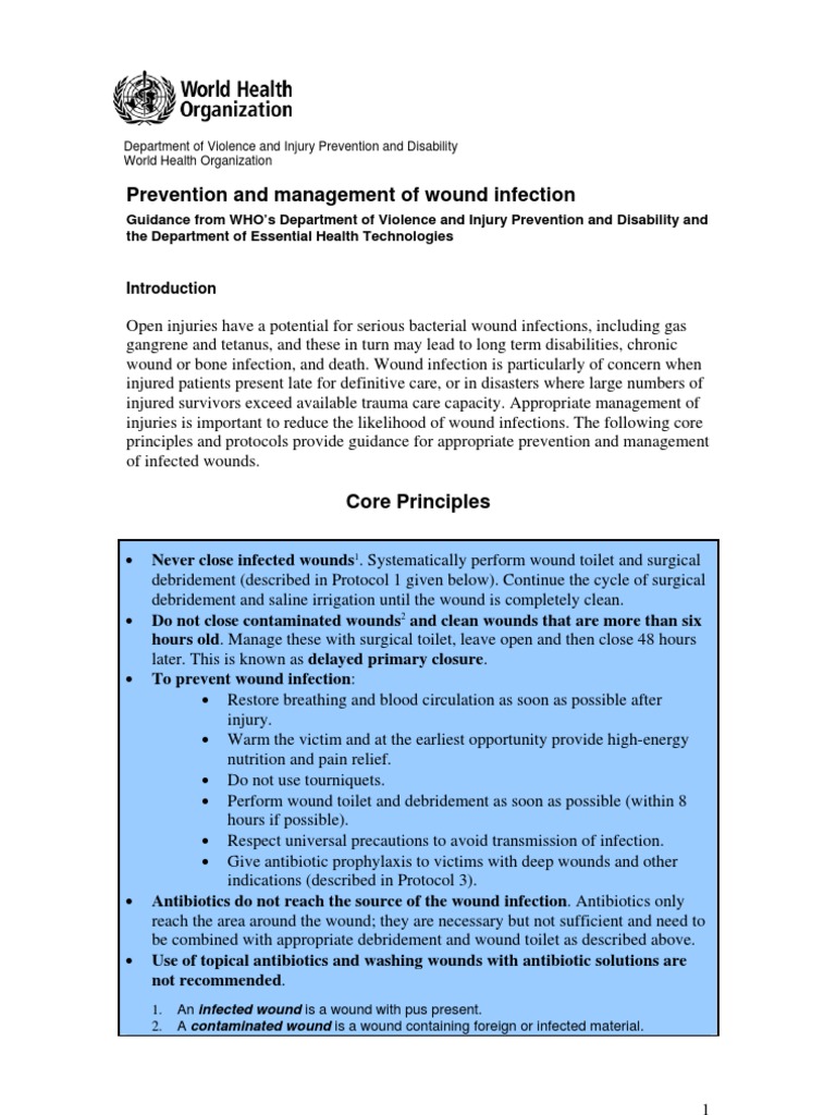Prevention and Management of Wound Infection | PDF