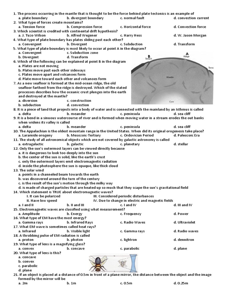 Science Quiz Bee PDF Plate Tectonics Radiation