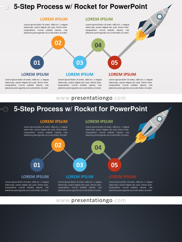 5-Step Rocket Process for PowerPoint | PDF | Text