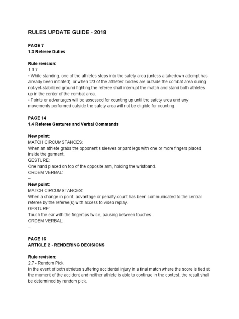 2018 Referee Rules Update Guide | PDF | Referee | Sports