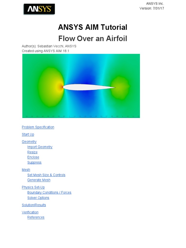 Flow Over An Airfoil: ANSYS AIM Tutorial | PDF | Airfoil | Computing