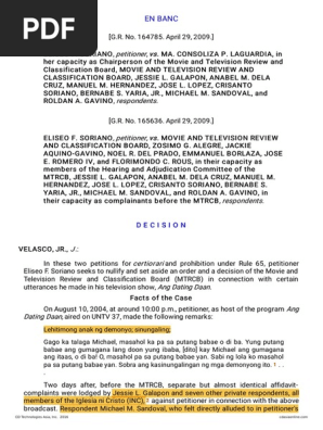 Soriano V Laguardia Prior Restraint Freedom Of Speech