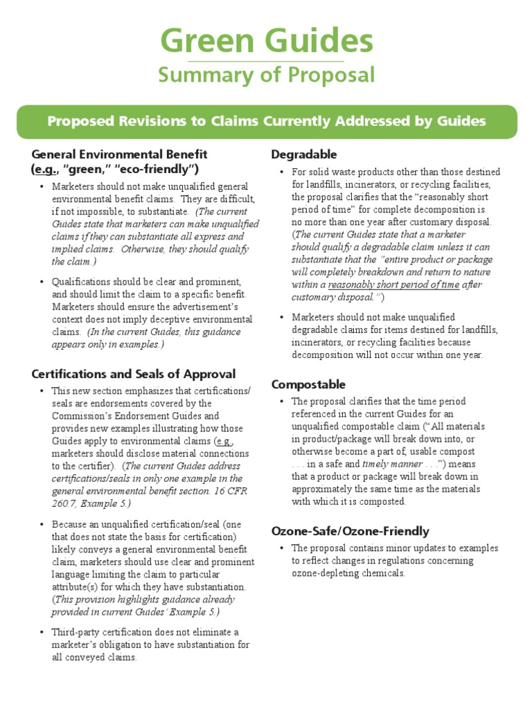 Proposed Revisions to Environmental Claims | PDF | Technology & Engineering