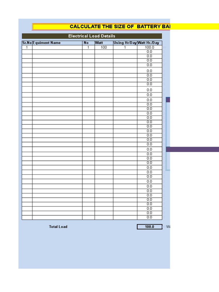 BatterySizeCalculator22812.xlsx Power Inverter Energy Technology
