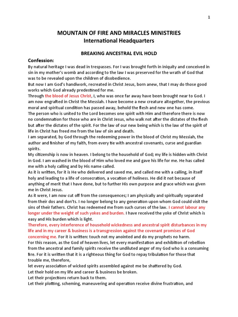 Mountain of Fire Miracles Ministries - Prayer Points | PDF | Jesus | Covenant Theology