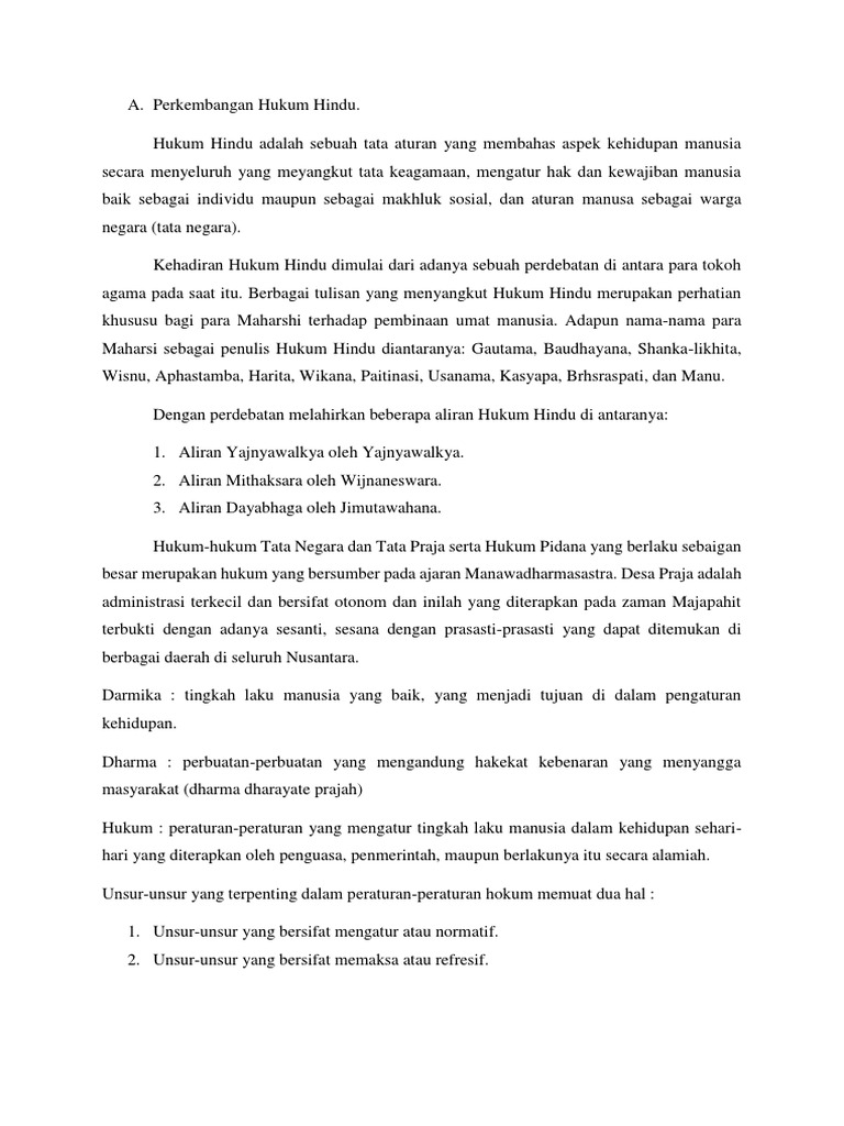 Perkembangan Hukum Hindu - Sumber Hukum Hindu Pdf