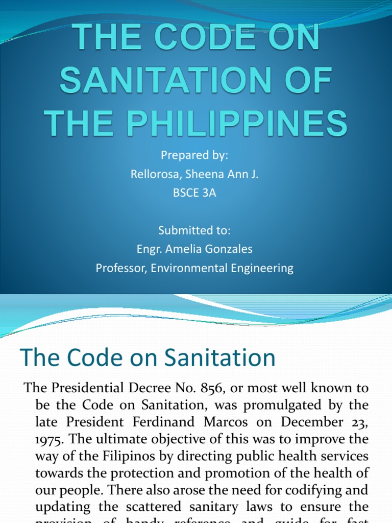 The Code On Sanitation of The Philippines PDF Combined Sewer