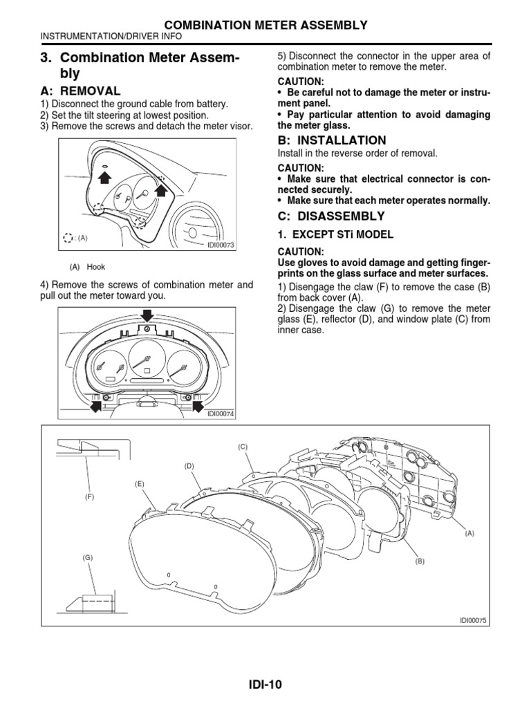 Combination Meter Assembly PDF Automotive Industry Vehicles