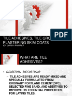 Tile Adhesives, Tile Grouts and Plastering Skim