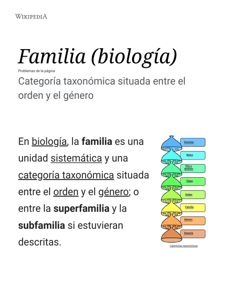 Familia (Biología) - Wikipedia, La Enciclopedia Libre PDF | PDF | Taxa ...