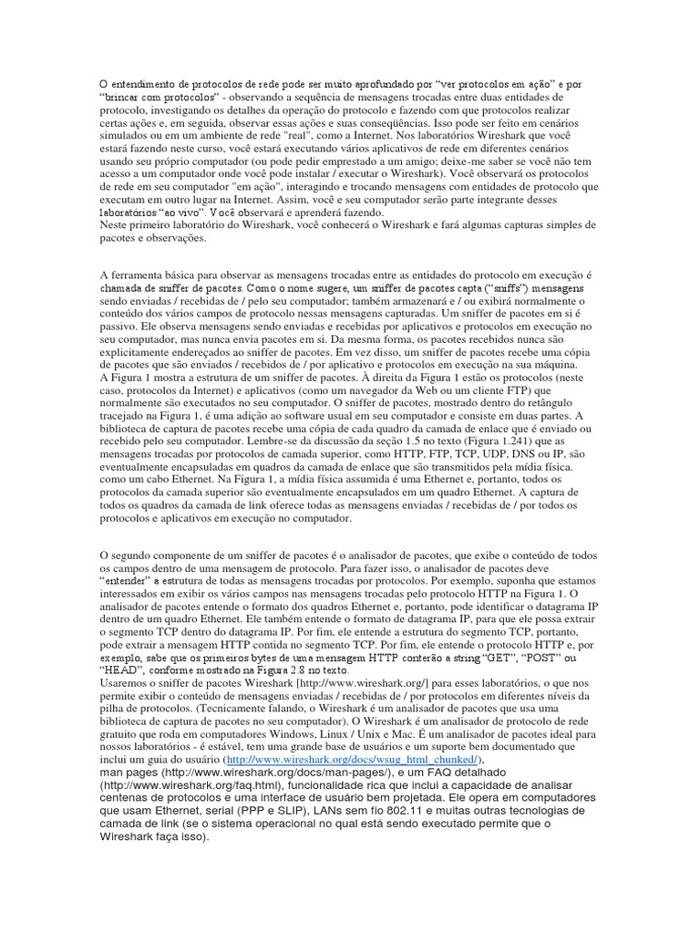 Atividade Análise Wireshark Ethernet parte 1 - Arquitetura de Redes de  Computadores