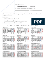 Evaluacion de Matematica 06 Calendario y Reloj
