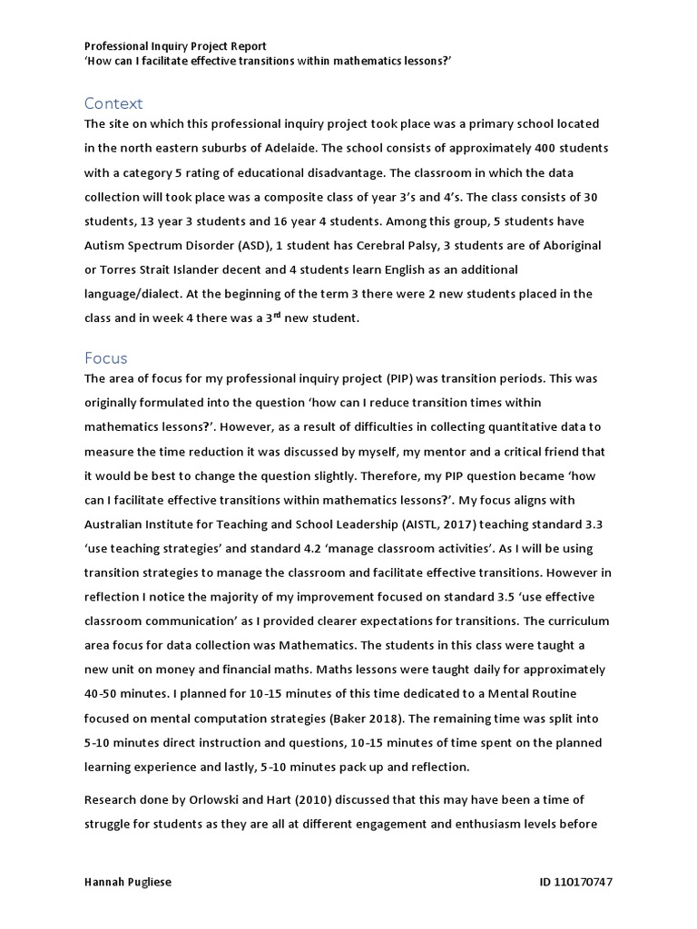 Effective Transitions in Math Lessons | PDF | Mentorship | Teachers