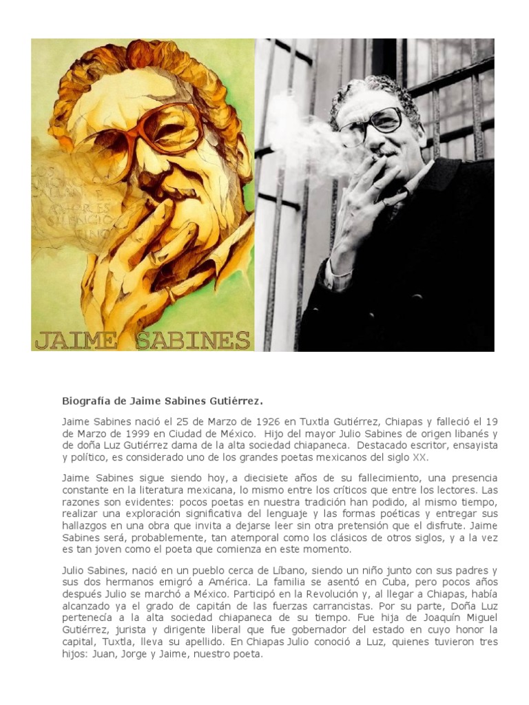 Biografía de Jaime Sabines Gutiérrez | PDF | Poesía