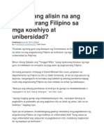 Dapat Bang Alisin Na Ang Asignaturang Filipino Sa Mga Kolehiyo at Unibersidad
