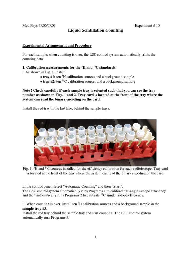 Liquid Scintillation Counting Procedure | PDF | Calibration | Nuclear ...