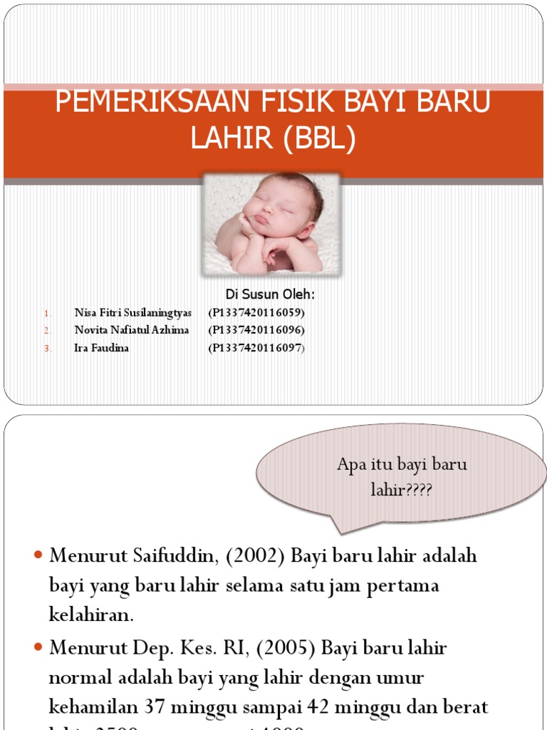 Pemeriksaan Fisik Bayi Baru Lahir Bbl