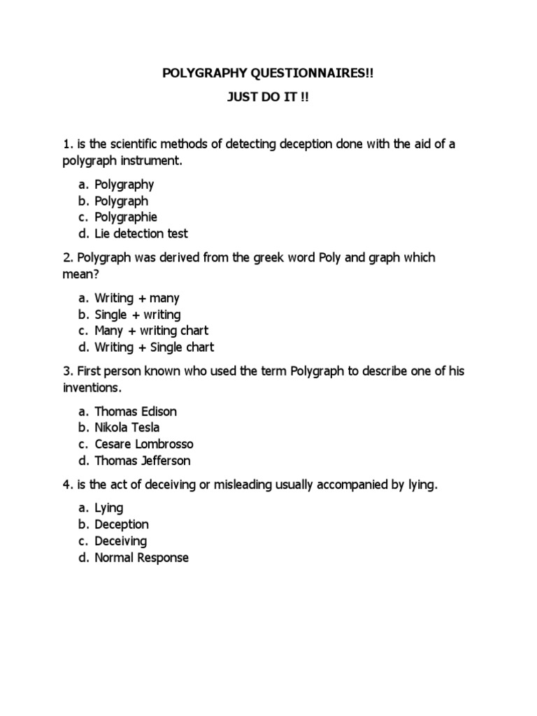 Criminalistics 5 Polygraphy Questions | PDF | Polygraph | Neuroscience