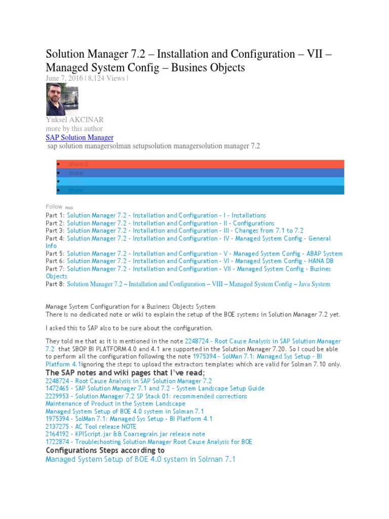 Solution Manager 7.2 - Installation and Configuration - VII - Managed ...