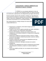 Politica de Seguridad y Medio Ambiente de Consorcio Santa Teresa