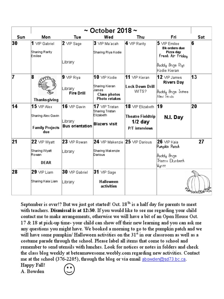 October Calendar | PDF