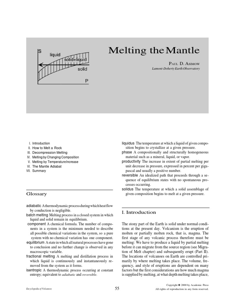 Melting The Mantle: Glossary | PDF | Magma | Phase Diagram
