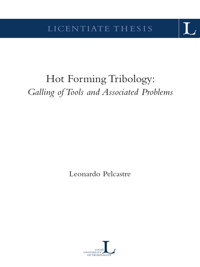 Hot Forming Tribology: Tool Galling Issues | PDF | Wear | Friction
