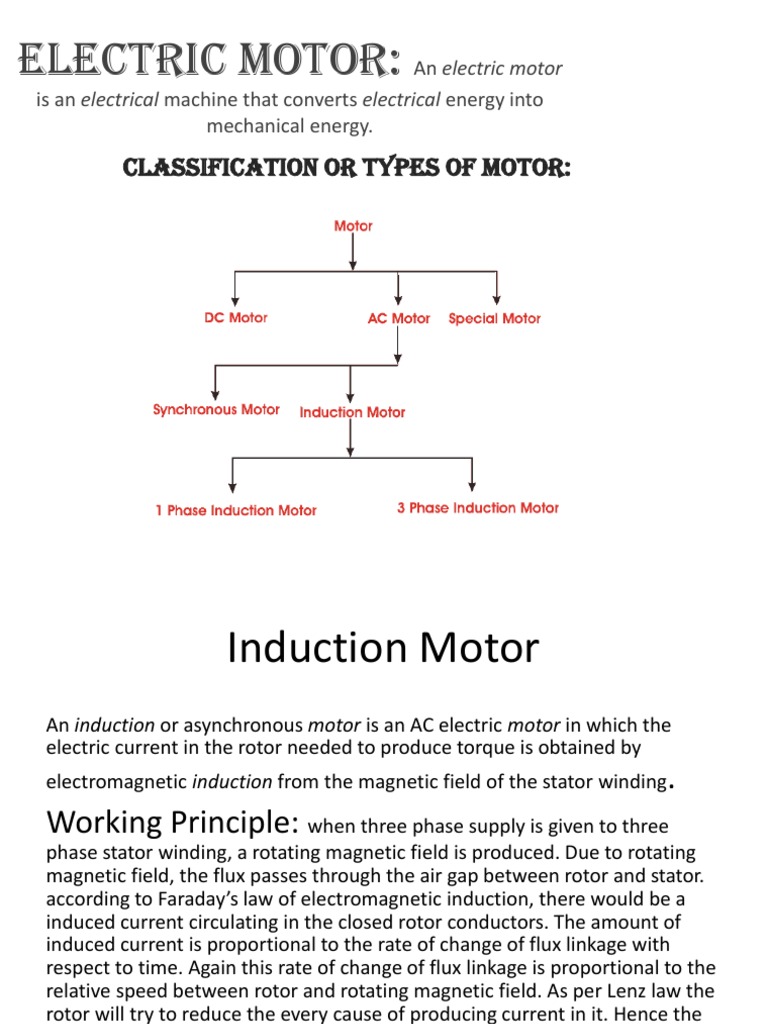 Electric Motor:: Classification or Types of Motor | PDF ...